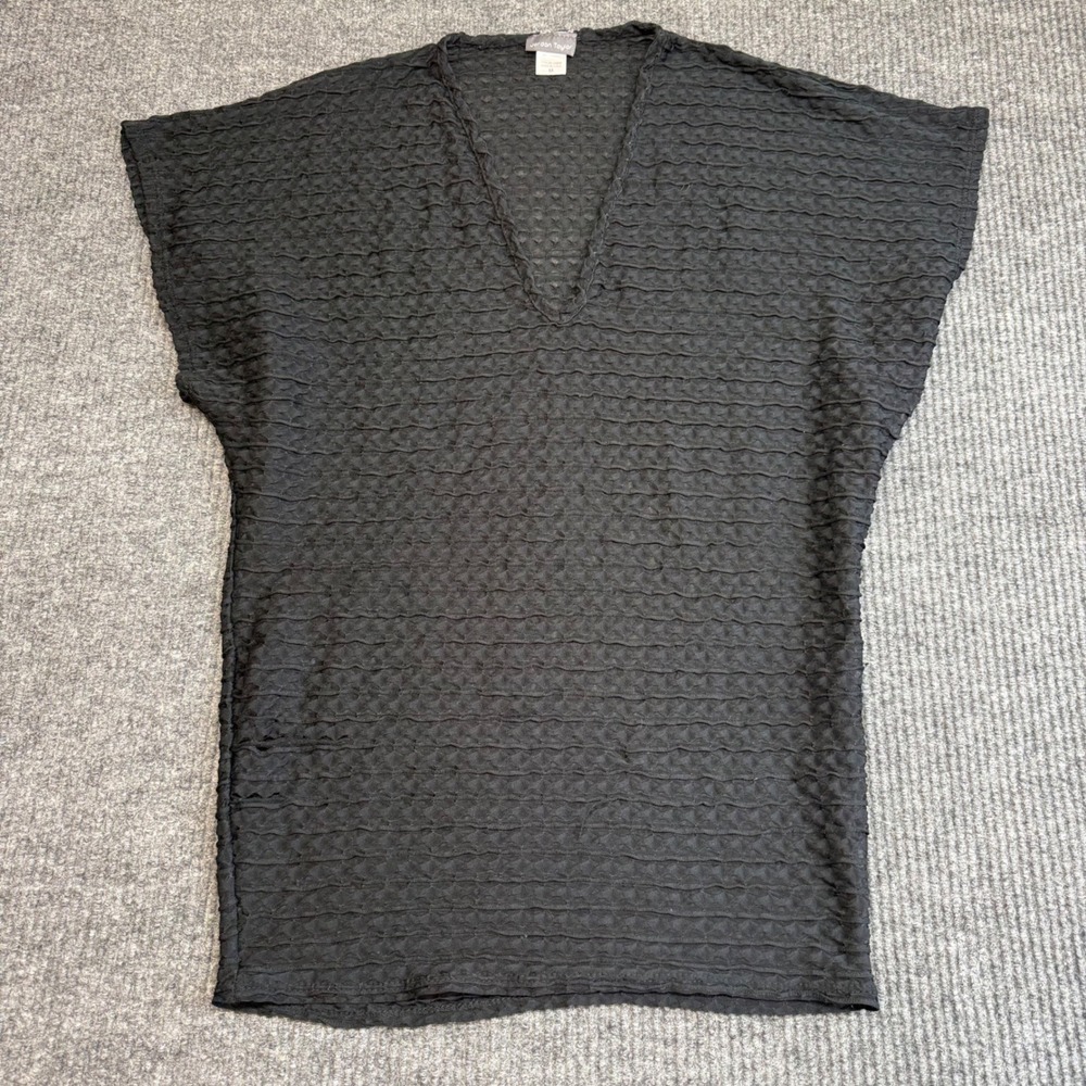Jordan‎ Taylor Black Textured Cover Up V Neck Shirt Beach Women's Medium